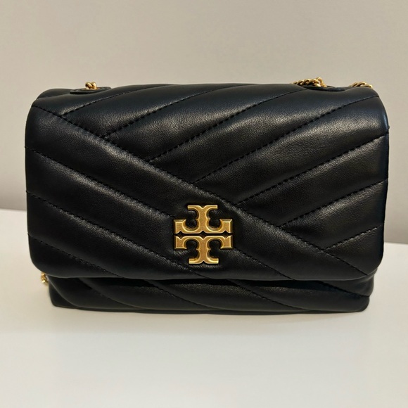 Tory Burch Kira chevron small black leather crossbody